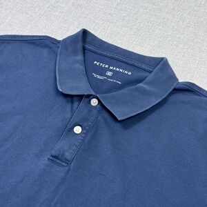 Peter Manning Polo Shirt Mens Big 4X Blue Short Sleeve Collared Pima Cotton